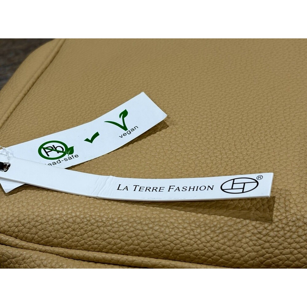 La Terre Golden Tan Vegan Leather Backpack Purse - NWT - Picture 8 of 15